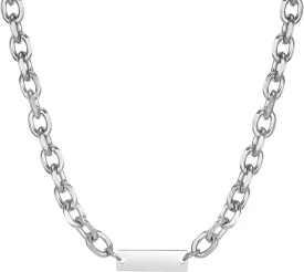 Unisex Stainless Steel Bar Pendant Chain Necklace for Men Women,Titanium Steel Geometry Rectangle Bar Pendant Charm Jewelry Necklace for Man Women Punk Hip-hop Necklaces,24inch Chain