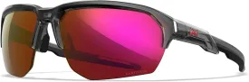 Wiley X JAKL Captivate Sunglasses, Safety Glasses for Men and Women, UV Eye Protection for Shooting and Outdoor Gloss Crystal Clear Frames, Red Mirror Lenses