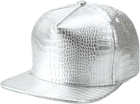 WITHMOONS High Shine Crocodile Baseball Cap Flat Brim Snapback Hat Shiny Hip Hop Cap YZ20191