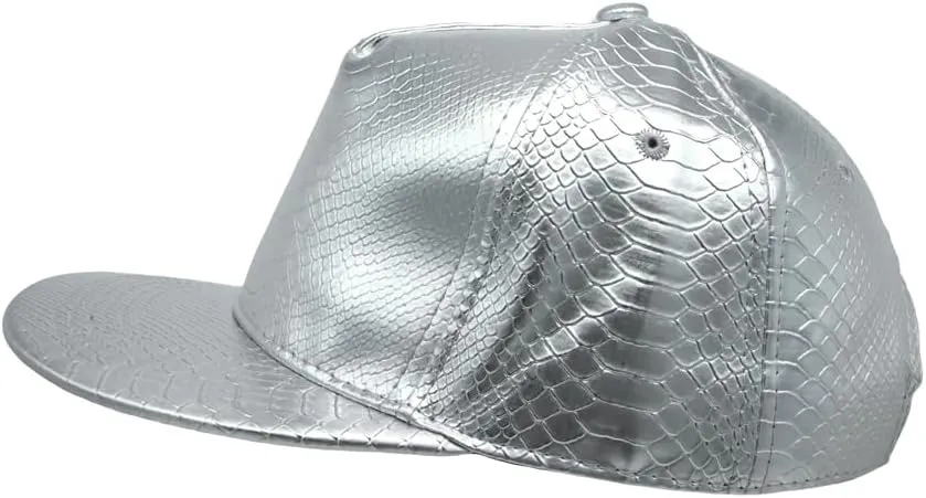 WITHMOONS High Shine Crocodile Baseball Cap Flat Brim Snapback Hat Shiny Hip Hop Cap YZ20191