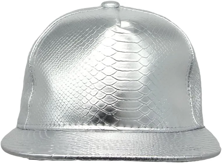 WITHMOONS High Shine Crocodile Baseball Cap Flat Brim Snapback Hat Shiny Hip Hop Cap YZ20191