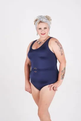 Wolf and Whistle Navy Belted Swimsuit Plus Size