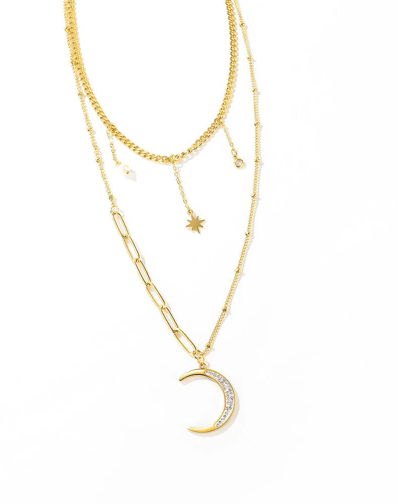 Women's Fashion Blinking Moon Pendant Necklace