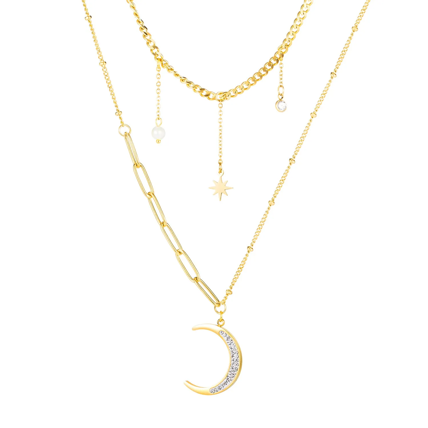 Women's Fashion Blinking Moon Pendant Necklace