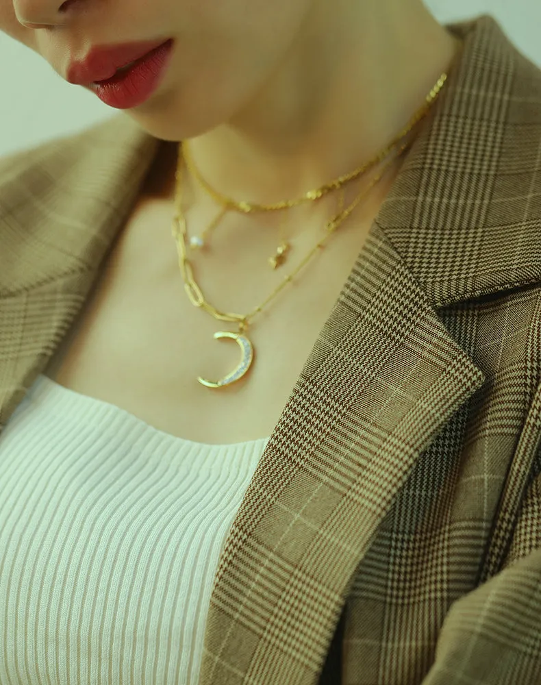 Women's Fashion Blinking Moon Pendant Necklace