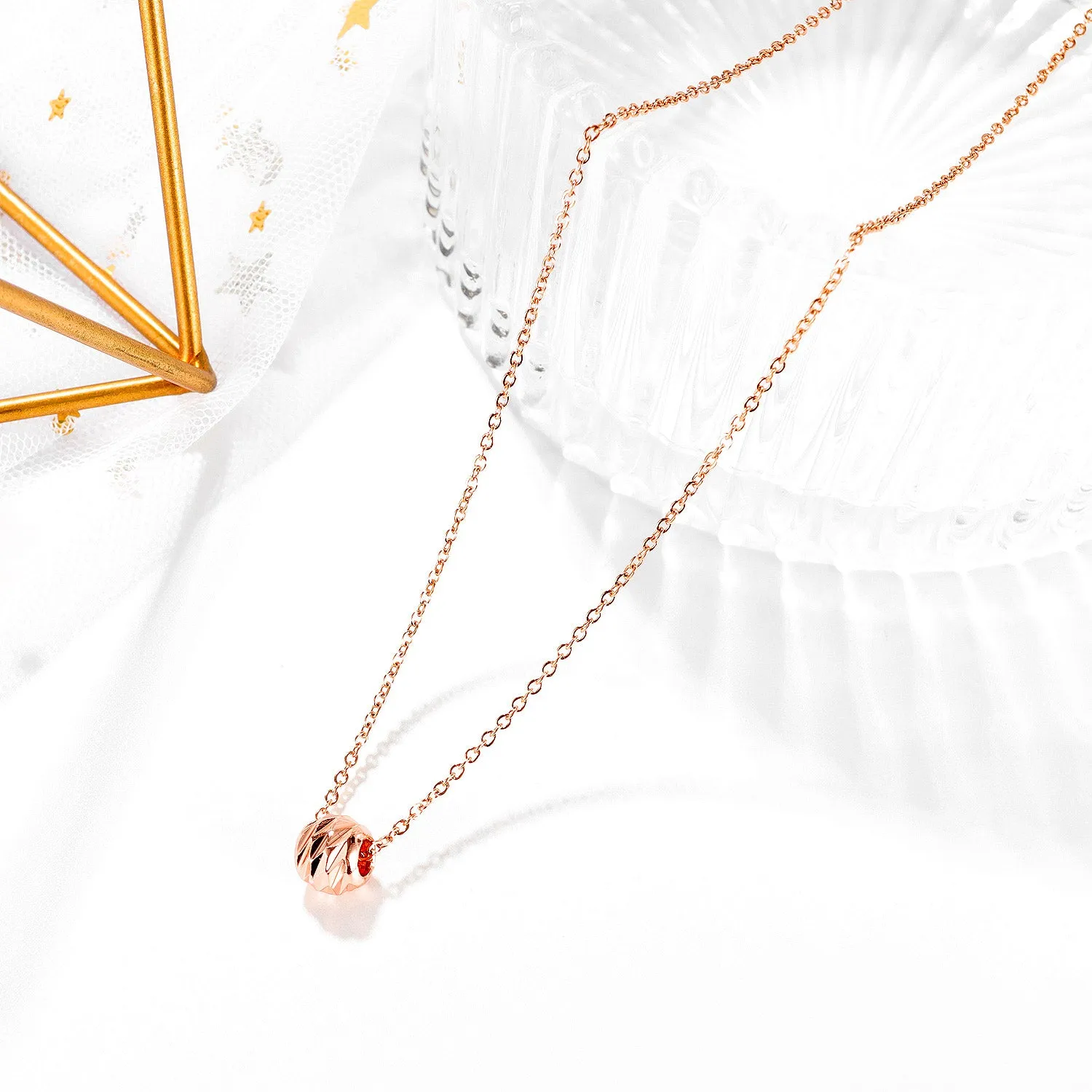 Women's Fashion Rose Gold Lucky Stone Pendant Necklace