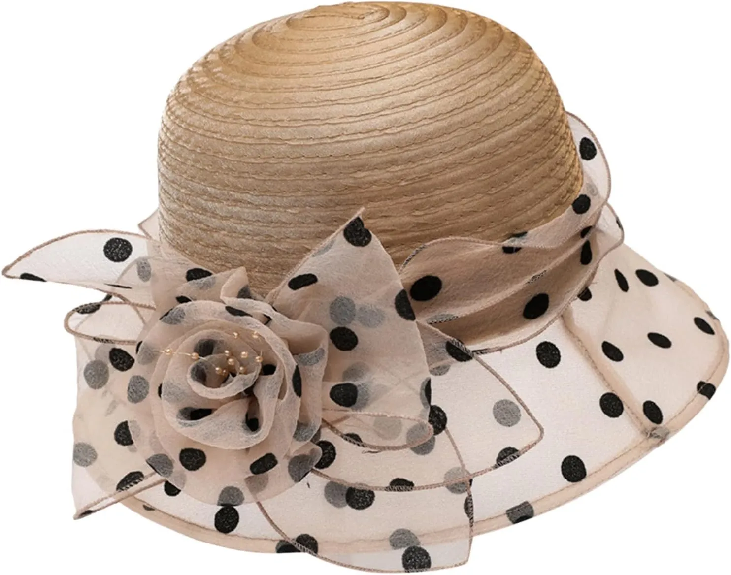 Women's Organza Derby Hat Fascinators Bucket Bowler Hats Floral Tea Party Bridal Wedding Church Dress Hats