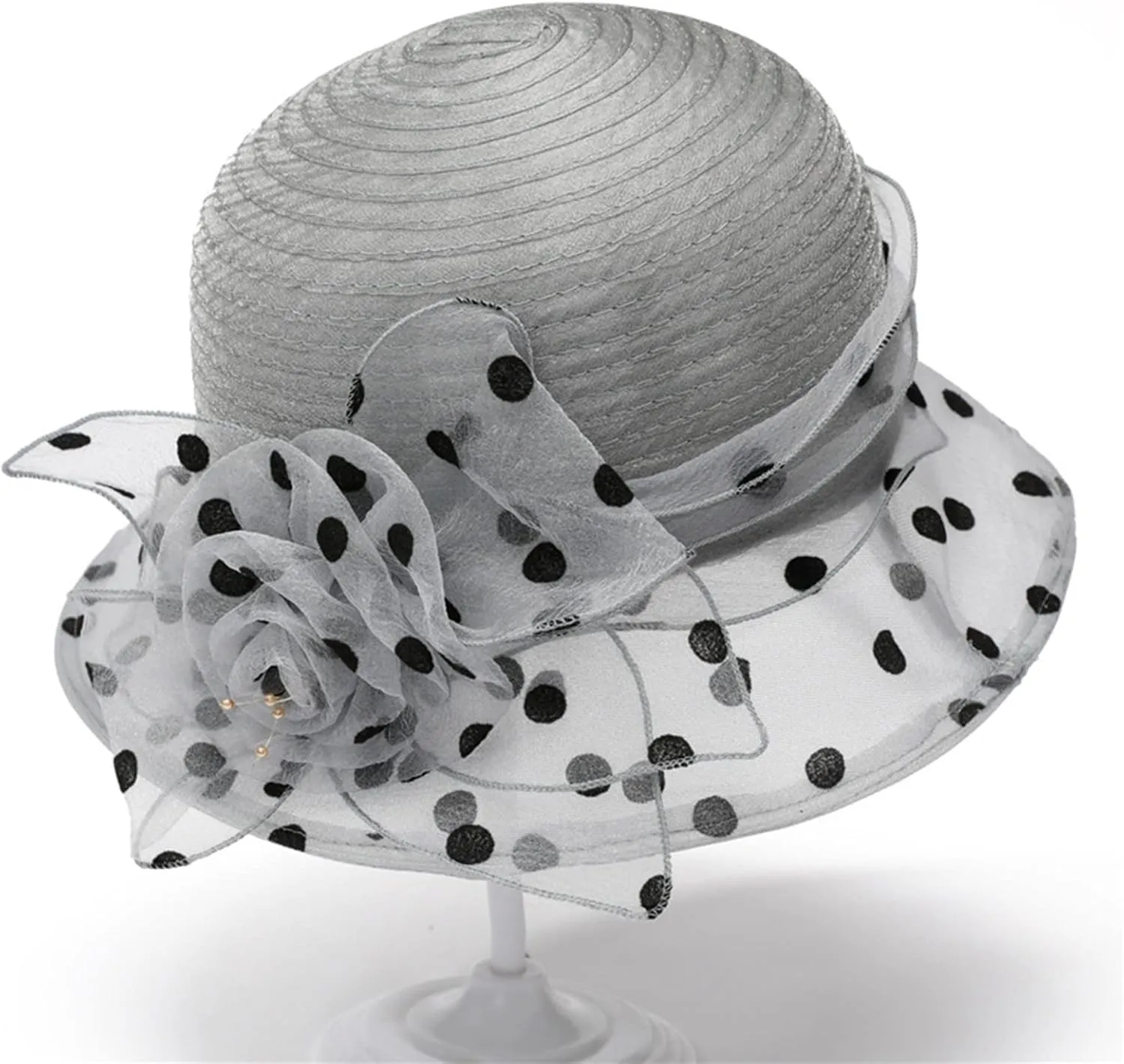 Women's Organza Derby Hat Fascinators Bucket Bowler Hats Floral Tea Party Bridal Wedding Church Dress Hats