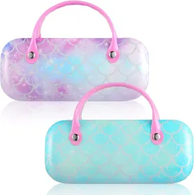 Xuhal 2 Pcs Kids Hard Eyeglass Case Girls Glasses Case Portable Sunglass Makeup Storage Bag Pouch with Handle Children