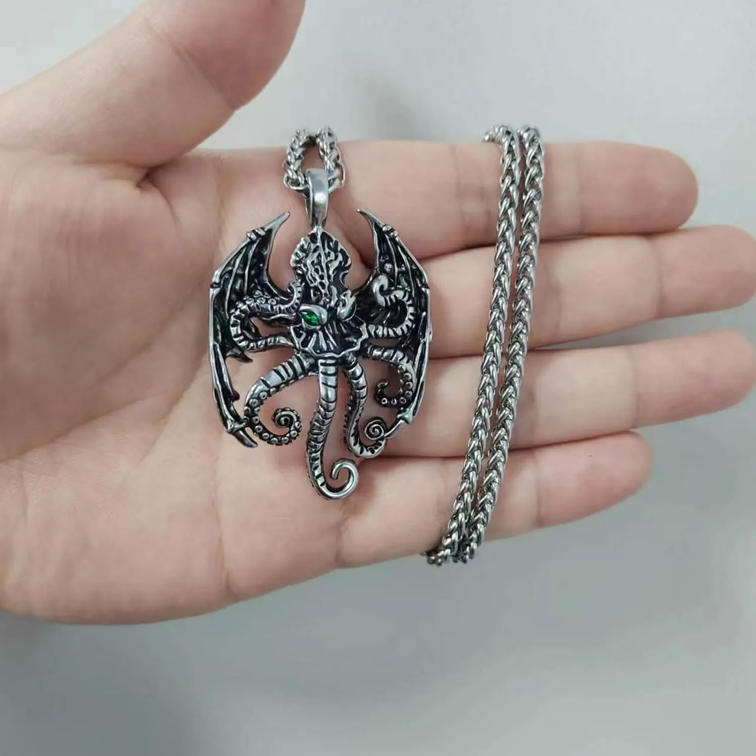 YAMI Angle Wings Necklace for Men, Guardian Angel/Dragon/Crow/Octopus Pendant Anime Necklace,316 stainless steel cast necklace