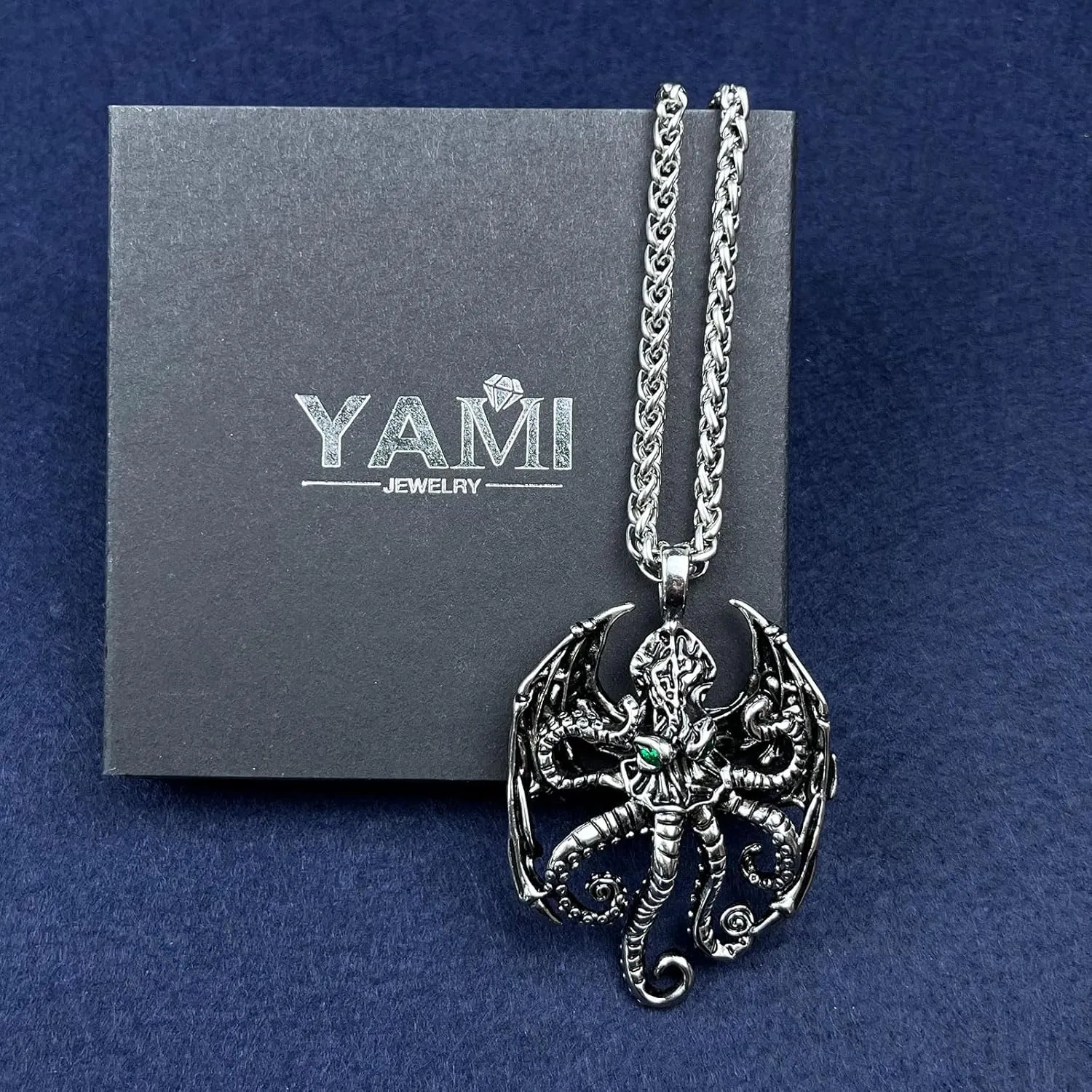 YAMI Angle Wings Necklace for Men, Guardian Angel/Dragon/Crow/Octopus Pendant Anime Necklace,316 stainless steel cast necklace