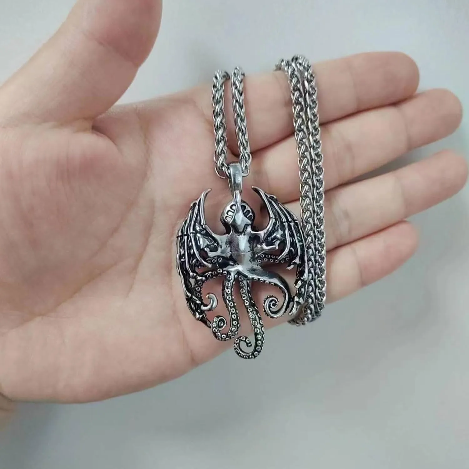 YAMI Angle Wings Necklace for Men, Guardian Angel/Dragon/Crow/Octopus Pendant Anime Necklace,316 stainless steel cast necklace