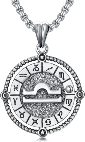 Zodiac Necklace 12 Constellation Horoscope Astrology Pendant Necklace 925 Sterling Silver Zodiac Sign Jewelry Gifts for Men Women