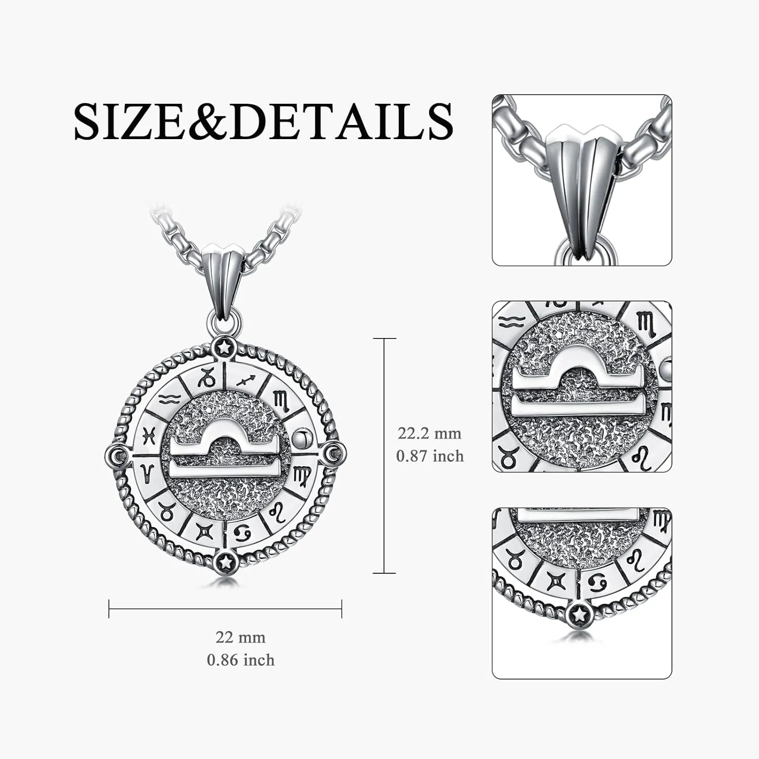 Zodiac Necklace 12 Constellation Horoscope Astrology Pendant Necklace 925 Sterling Silver Zodiac Sign Jewelry Gifts for Men Women